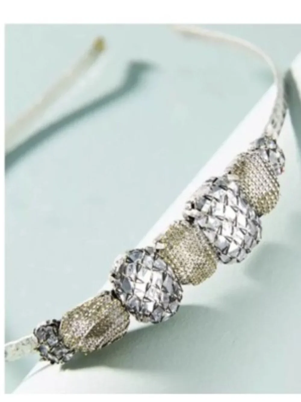 Anthropologie Heloise Embellished Headband by Jill Schwartz in Silver - NWOT